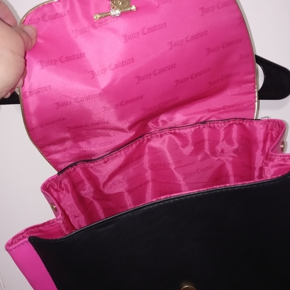Juicy Couture Black And Barbie Pink Expandable Back Pack Satin logo lining main image 6